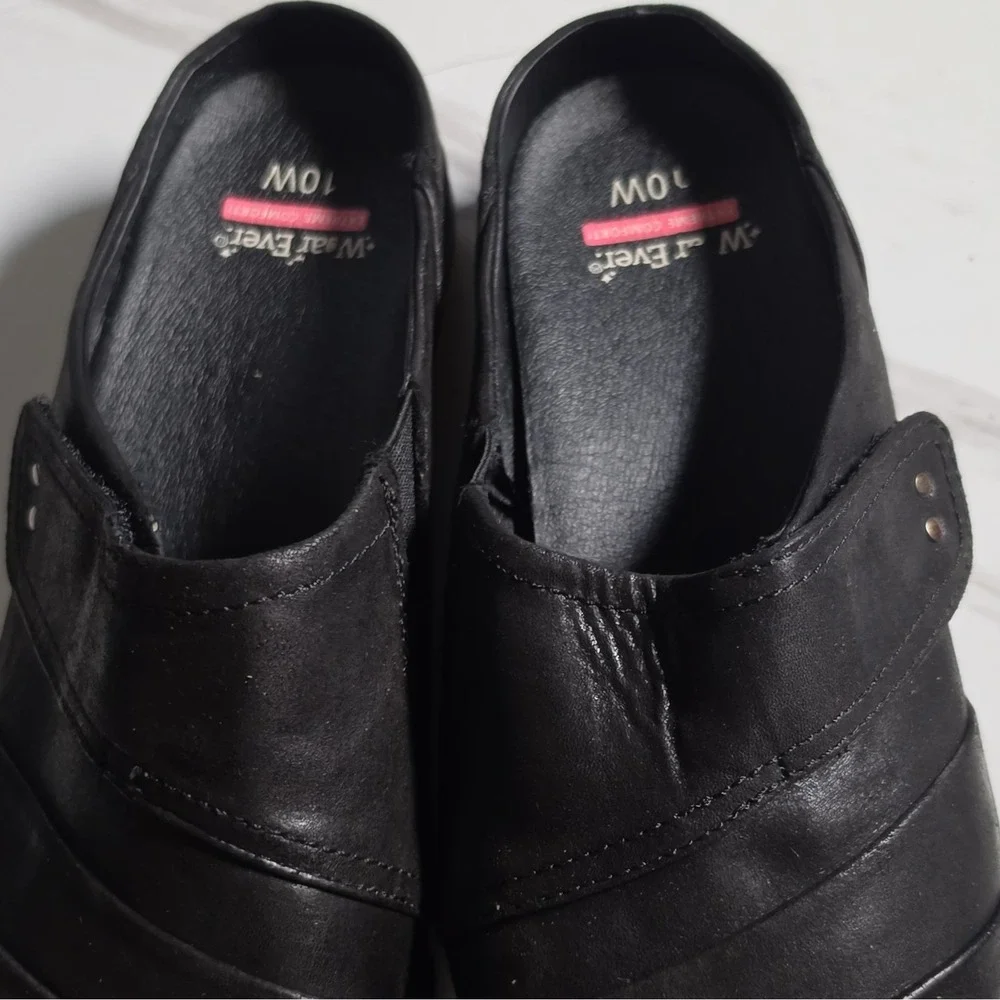 WearEver Extreme Comfort Women's Black Leather Slip-On Casual Shoes 10W Wide